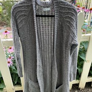 ABERCROMBIE & FITCH Cream Open Front Long Cardigan Sweater Size L